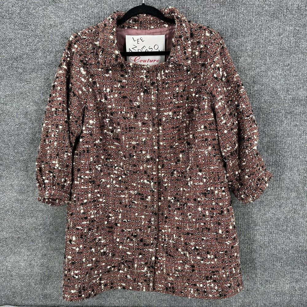 Lee Anderson Couture New‎ York Tweed Midi Jacket Womens Large Multicolored 2023